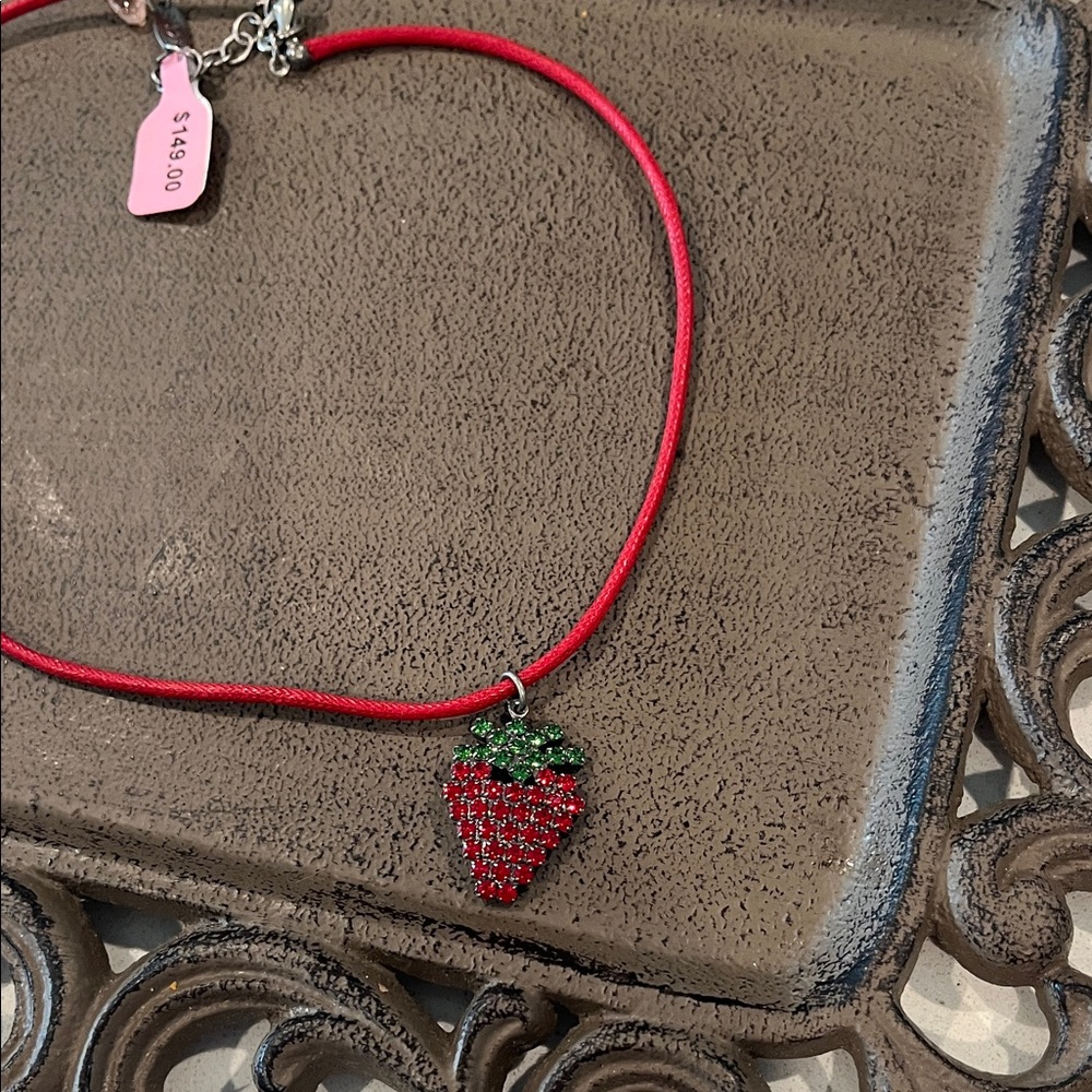 Sparkling Strawberry Pendant Necklace.